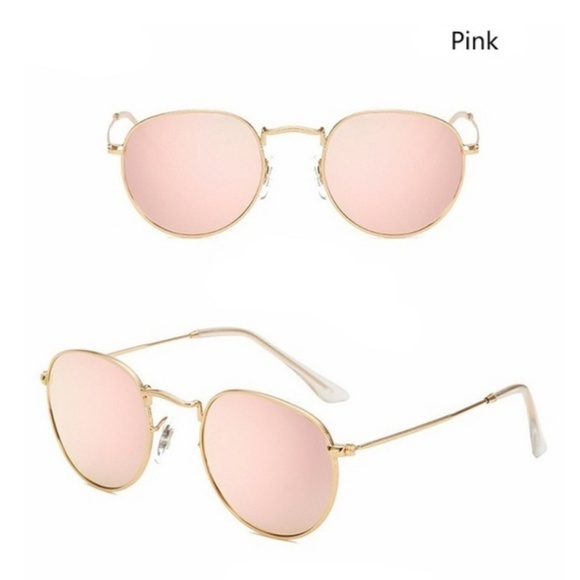 Round Rose Gold Mirrored Metal Frame Sunglasses - Picture 3 of 8